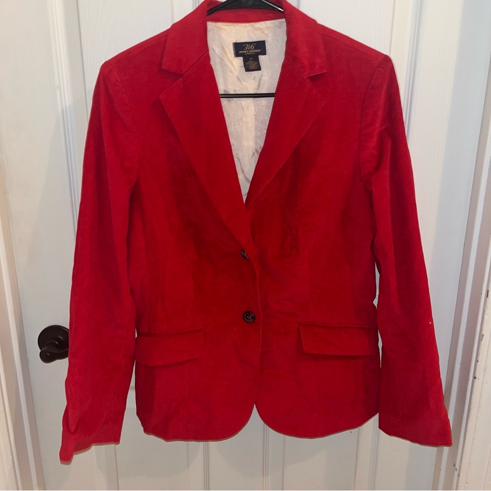 Brooks Brother’s 346 Stretch Women’s Corduroy Red Blazer with Tan Interior